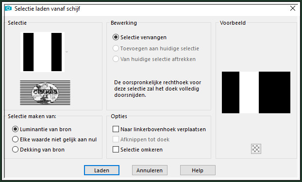 Selecties - Selectie laden/opslaan - Selectie laden vanaf schijf 