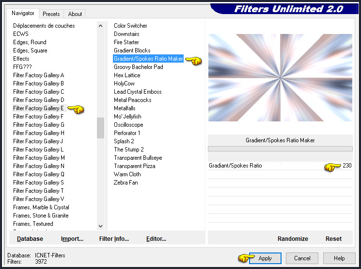 Effecten - Insteekfilters - <I.C.NET Software> - Filters Unlimited 2.0 - Filter Factory Gallery E - Gradient/Spokes Ratio Maker