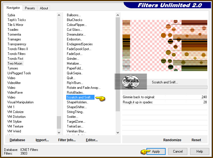 Effecten - Insteekfilters - <I.C.NET Software> - Filters Unlimited 2.0 - Two Moon - Scratch and Sniff