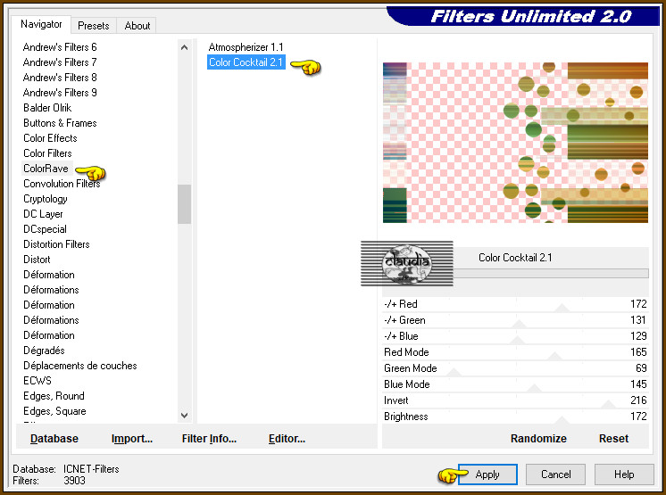 Effecten - Insteekfilters - <I.C.NET Software> - Filters Unlimited 2.0 - ColorRave - Color Cocktail 2.1 