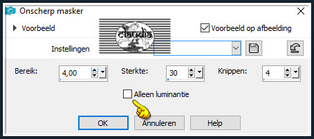 Aanpassen - Scherpte - Onscherp masker 