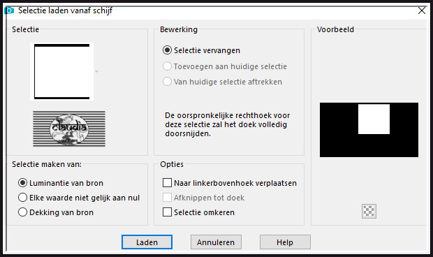 Selecties - Selectie laden/opslaan - Selectie laden vanaf schijf : infinity-fev2022