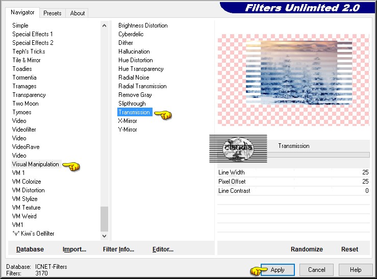 Effecten - Insteekfilters - <I.C.NET Software> - Filters Unlimited 2.0 - Visual Manipulation - Transmission