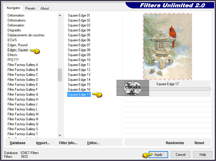 Effecten - Insteekfilters - <I.C.NET Software> - Filters Unlimited 2.0 - Edges, Square - Square Edge 17