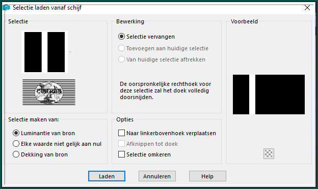 Selecties - Selectie laden/opslaan - Selectie laden vanaf schijf : latendresse3_kathania