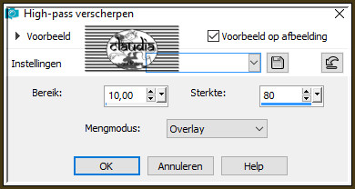 Aanpassen - Scherpte - High-pass verscherpen