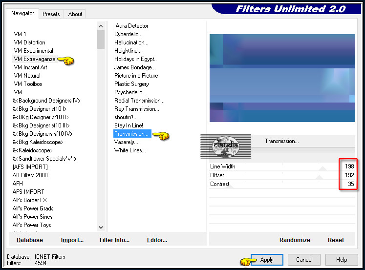 Effecten - Insteekfilters - <I.C.NET Software> - Filters Unlimited 2.0 - VM Extravaganza - Transmission