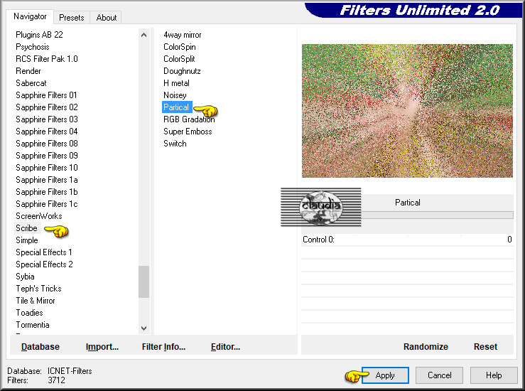 Effecten - Insteekfilters - <I.C.NET Software> - Filters Unlimited 2.0 - Scribe - Partical 