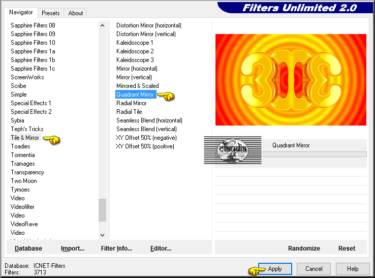 Effecten - Insteekfilters - <I.C.NET Software> - Filters Unlimited 2.0 - Tile & Mirror - Quadrant Mirror