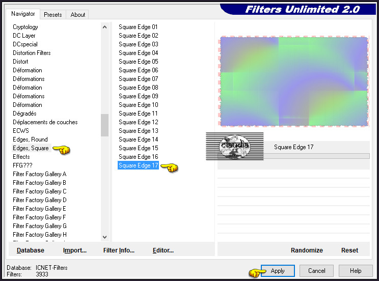 Effecten - Insteekfilters - <I.C.NET Software> - Filters Unlimited 2.0 - Edges, Square - Square Edge 17