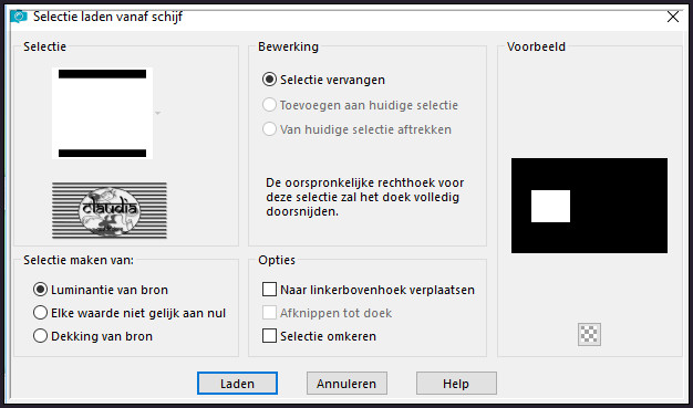 Selecties - Selectie laden/opslaan - Selectie laden vanaf schijf : selection-cadre