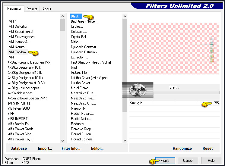 Effecten - Insteekfilters - <I.C.NET Software> - Filters Unlimited 2.0 - VM Toolbox - Blast