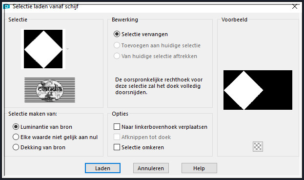 Selecties - Selectie laden/opslaan - Selectie laden vanaf schijf : salome-select1