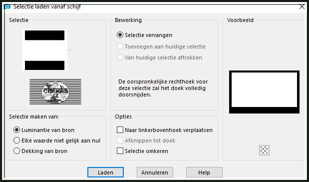 Selecties - Selectie laden/opslaan - Selectie laden vanaf schijf : sean