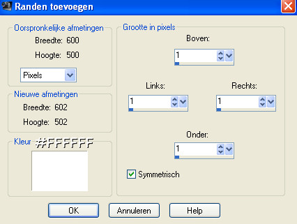 Instellingen om rand toe te voegen