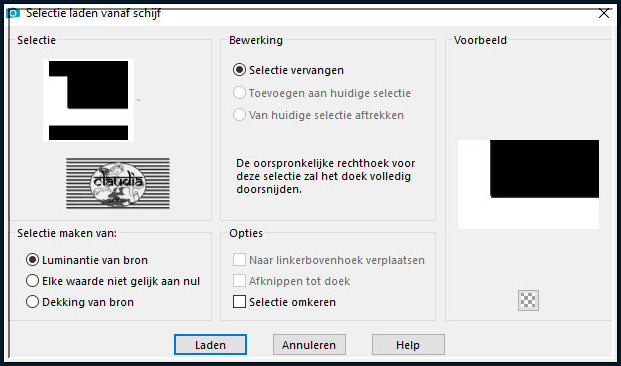 Selecties - Selectie laden/opslaan - Selectie laden vanaf schijf : SELECTION 3 180