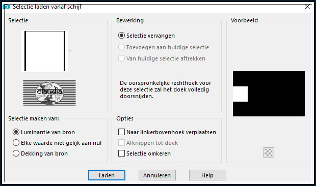 Selecties - Selectie laden/opslaan - Selectie laden vanaf schijf : SELECTION 1 182