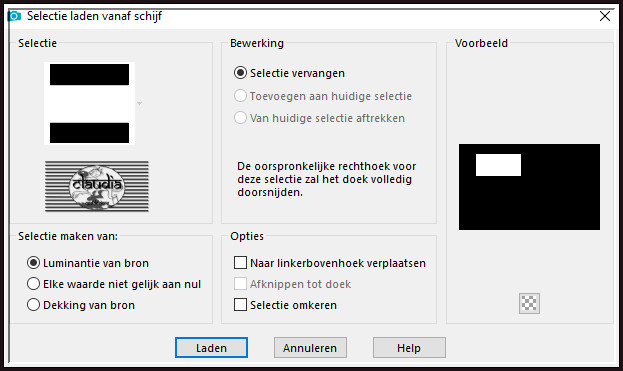 Selecties - Selectie laden/opslaan - Selectie laden vanaf schijf : SELECTION  5  185