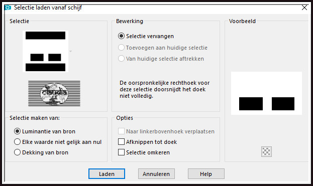 Selecties - Selectie laden/opslaan - Selectie laden vanaf schijf : SELECTION  7  185