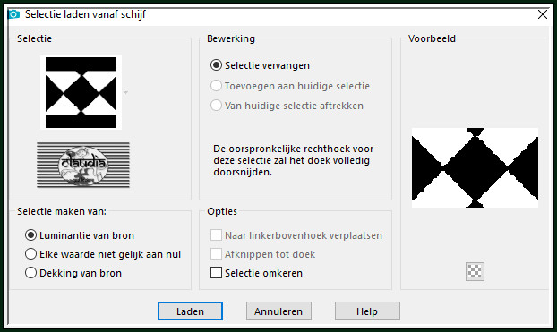 Selecties - Selectie laden/opslaan - Selectie laden vanaf schijf : SELECTION 2 193 