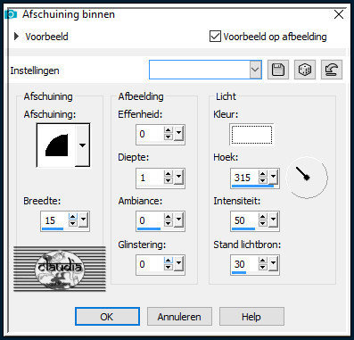 Effecten - 3D-Effecten - Afschuining binnen 