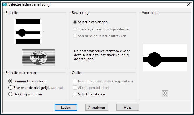 Selecties - Selectie laden/opslaan - Selectie laden vanaf schijf : SELECTION 1 183