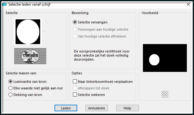 Selecties - Selectie laden/opslaan - Selectie laden vanaf schijf : SELECTION 2 183 