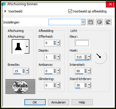 Effecten - 3D-Effecten - Afschuining binnen