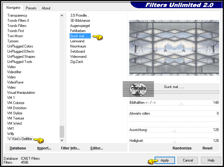 Effecten - Insteekfilters - <I.C.NET Software> - Filters Unlimited 2.0 - °v° Kiwi's Oelfilter - Guck Mal......