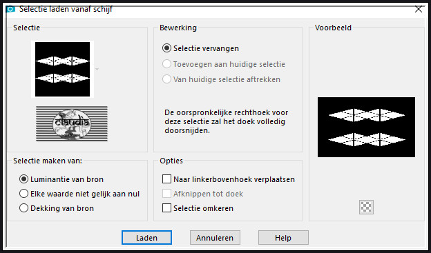 Selecties - Selectie laden/opslaan - Selectie laden vanaf schijf : SELECTION 9 186