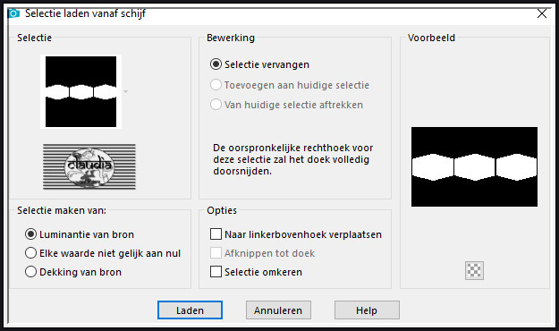 Selecties - Selectie laden/opslaan - Selectie laden vanaf schijf : SELECTION 2 186