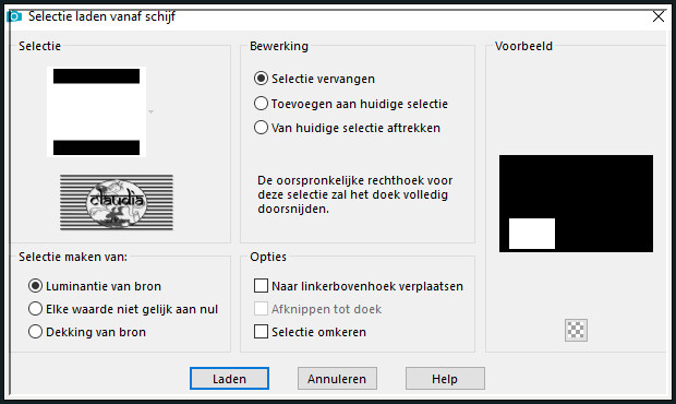 Selecties - Selectie laden/opslaan - Selectie laden vanaf schijf : SELECTION 2 187 