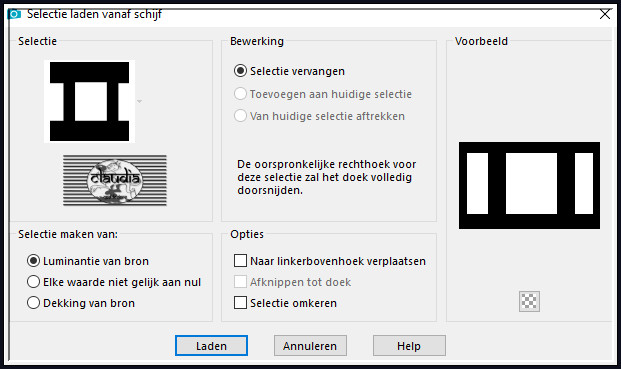 Selecties - Selectie laden/opslaan - Selectie laden vanaf schijf : SELECTION 5 188