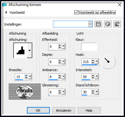 Effecten - 3D-Effecten - Afschuining binnen