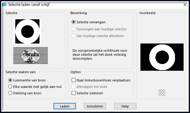 Selecties - Selectie laden/opslaan - Selectie laden vanaf schijf : SELECTION 1 189 