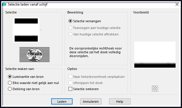 Selecties - Selectie laden/opslaan - Selectie laden vanaf schijf : SELECTION 2 190