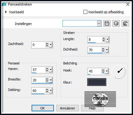 Effecten - Kunstzinnige effecten - Penseelstreken : Kleur = 1ste kleur