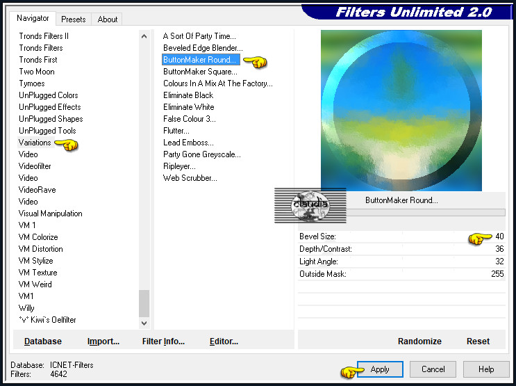 Effecten - Insteekfilters - <I.C.NET Software> - Filters Unlimited 2.0 - Variations - ButtonMaker Round... :