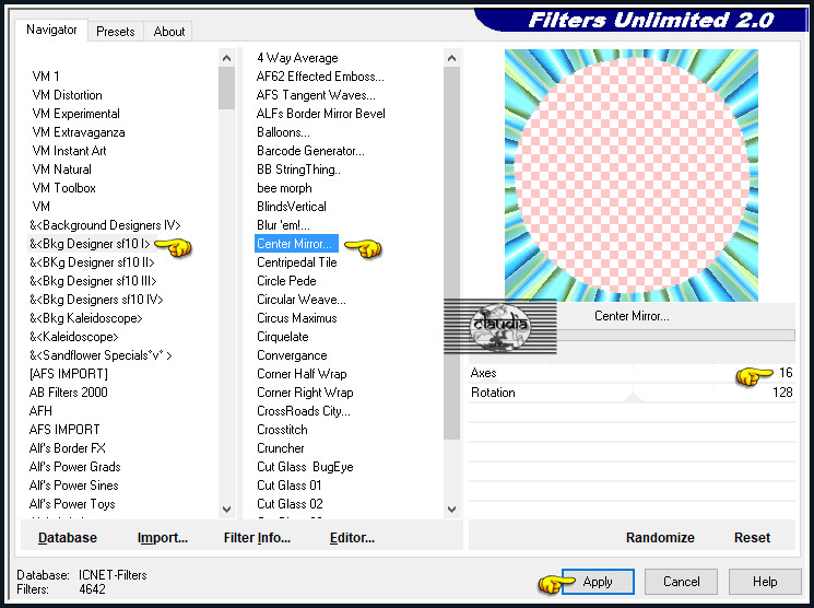 Effecten - Insteekfilters - <I.C.NET Software> - Filters Unlimited 2.0 - &<Bkg Designer sf10 I> - Center Mirror... :