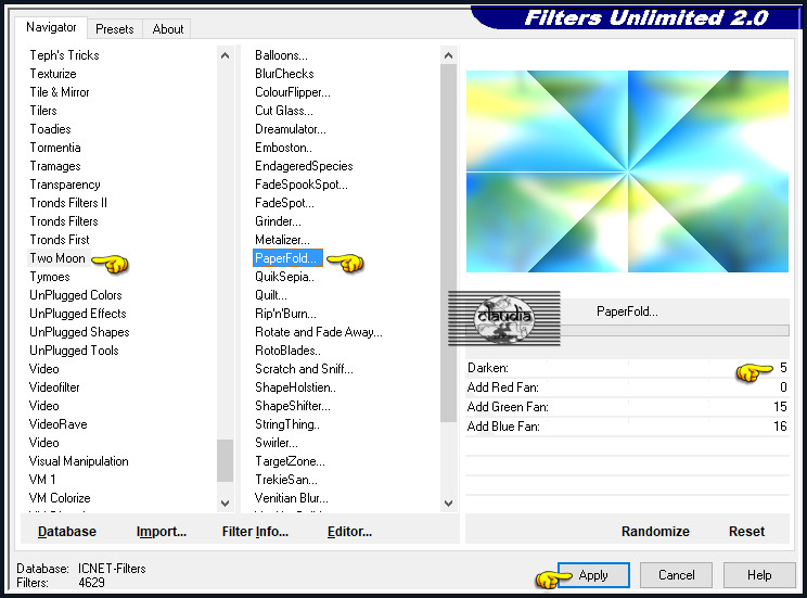 Effecten - Insteekfilters - <I.C.NET Software> - Filters Unlimited 2.0 - Two Moon - Paper Fold... :