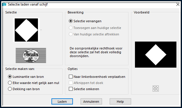 Selecties - Selectie laden/opslaan - Selectie laden vanaf schijf : SELECTION 5 195