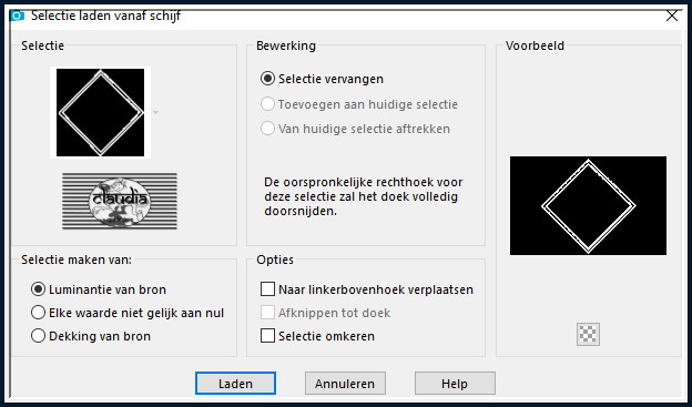 Selecties - Selectie laden/opslaan - Selectie laden vanaf schijf : SELECTION 6 195