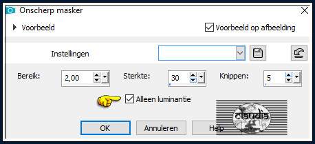 Aanpassen - Scherpte - Onscherp masker :