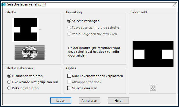 Selecties - Selectie laden/opslaan - Selectie laden vanaf schijf : SELECTION 1 196