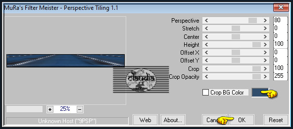 Effecten - Insteekfilters - MuRa's Meister - Perspective Tiling : Crop BG Color = 1ste kleur