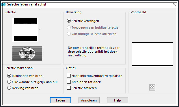 Selecties - Selectie laden/opslaan - Selectie laden vanaf schijf : SELECTION 2 198