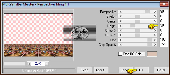 Effecten - Insteekfilters - MuRa's Meister - Perspective Tiling : Crop BG Color = 2de kleur