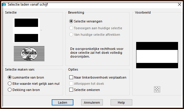 Selecties - Selectie laden/opslaan - Selectie laden vanaf schijf : SELECTION 4 199 