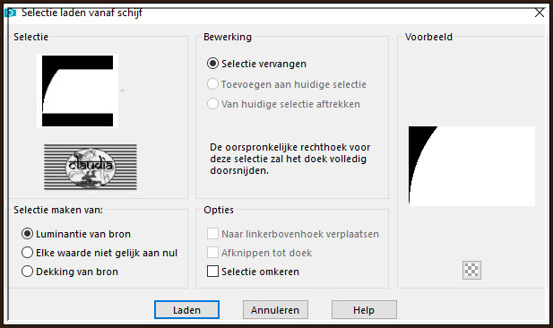 Selecties - Selectie laden/opslaan - Selectie laden vanaf schijf : SELECTION 1 200