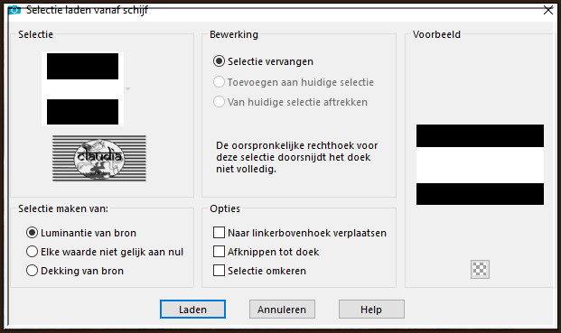 Selecties - Selectie laden/opslaan - Selectie laden vanaf schijf : SELECTION 4 200